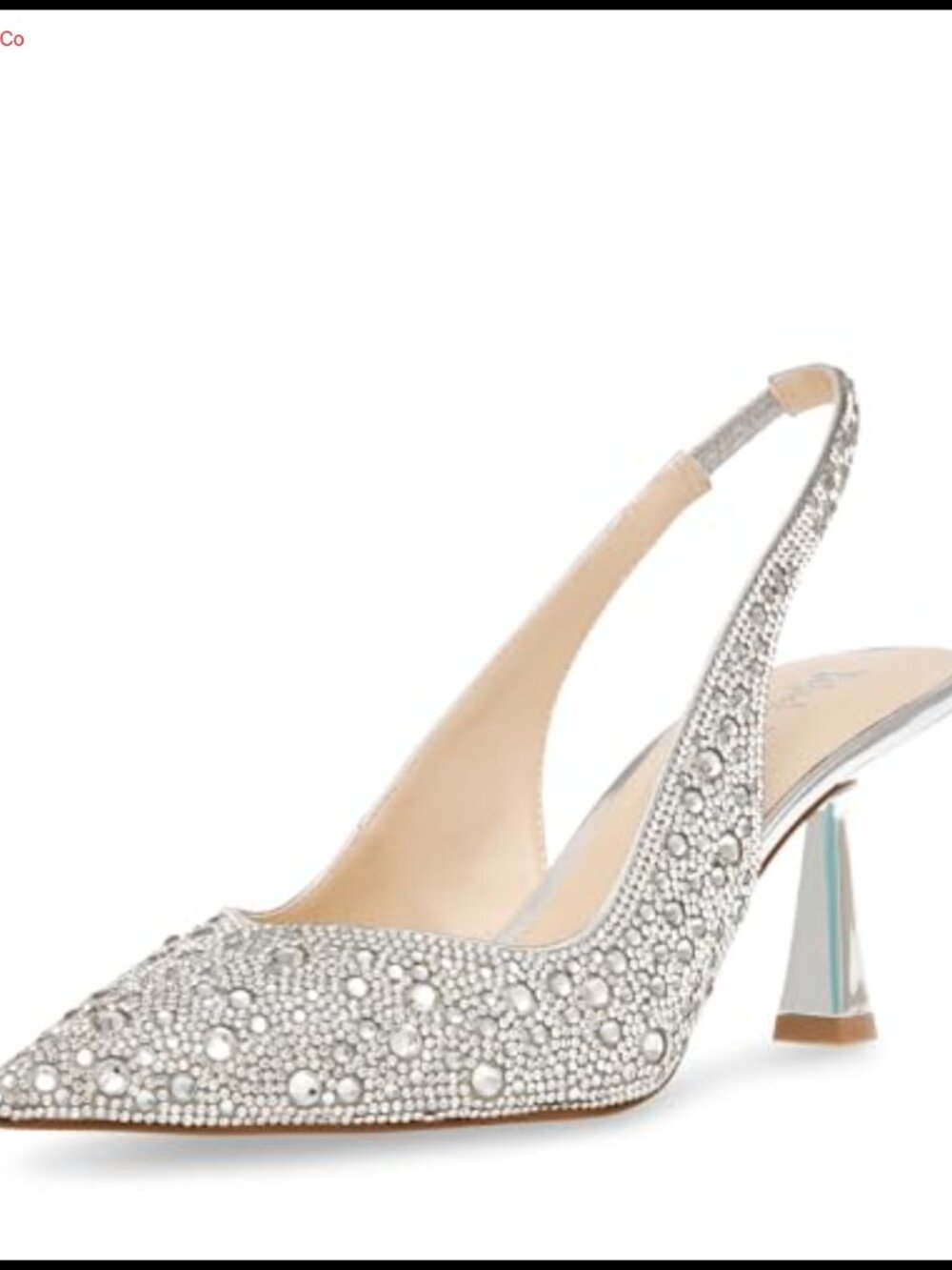 Rhinestone Pointed Toe Slingback Kitten Heel Pumps for Party